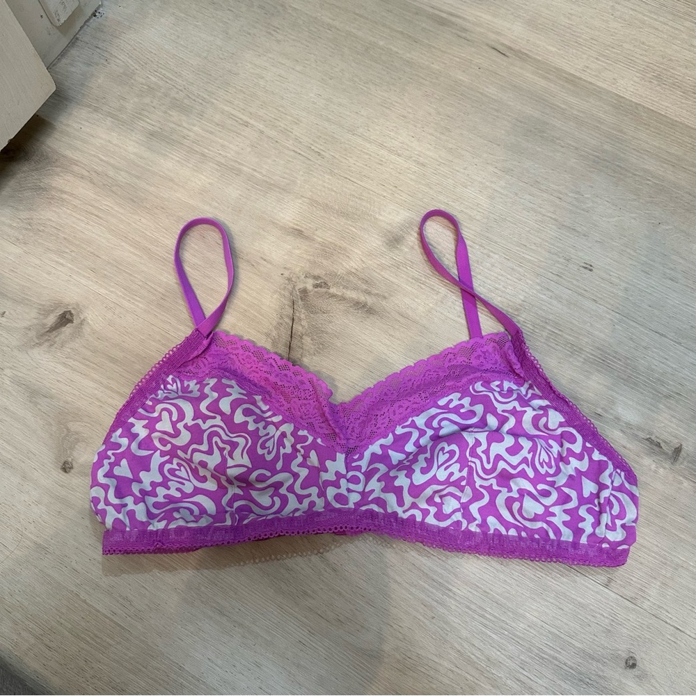 Savage X Fenty Vibrant Purple Cotton Essentials Lace Trim Bralette Size XL